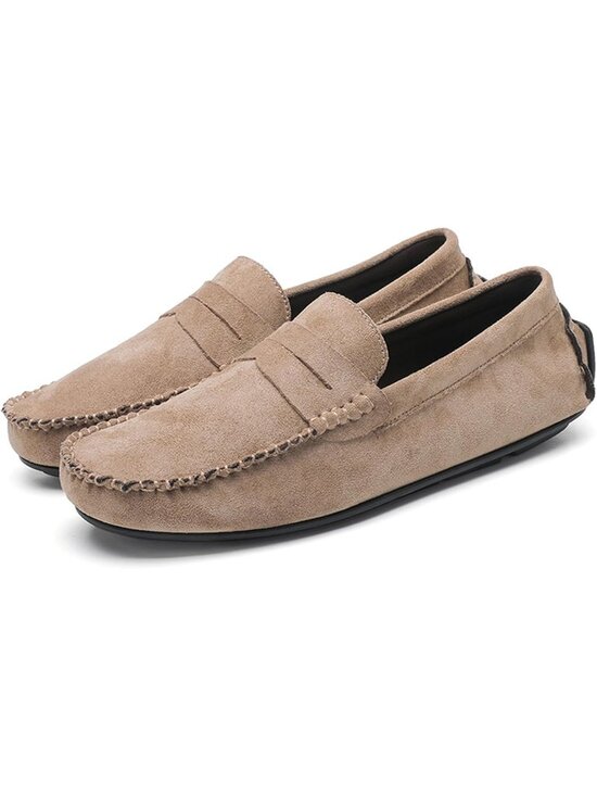 Men\'s Khaki Suede Penny Loafers Slip-On Driving Moccasins Casual Flat Shoes main image 6